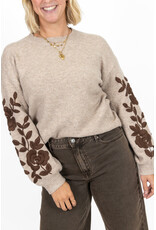 21Jewelz Trui met bruine bloemenopdruk - taupe