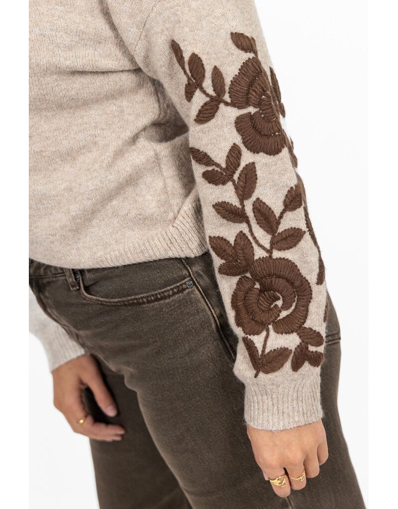 21Jewelz Trui met bruine bloemenopdruk - taupe