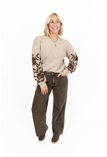 21Jewelz Trui met bruine bloemenopdruk - taupe