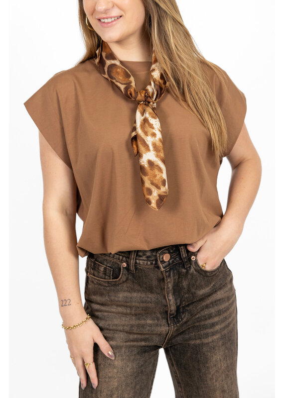 21Jewelz Mouwloze top met elastiek - camel