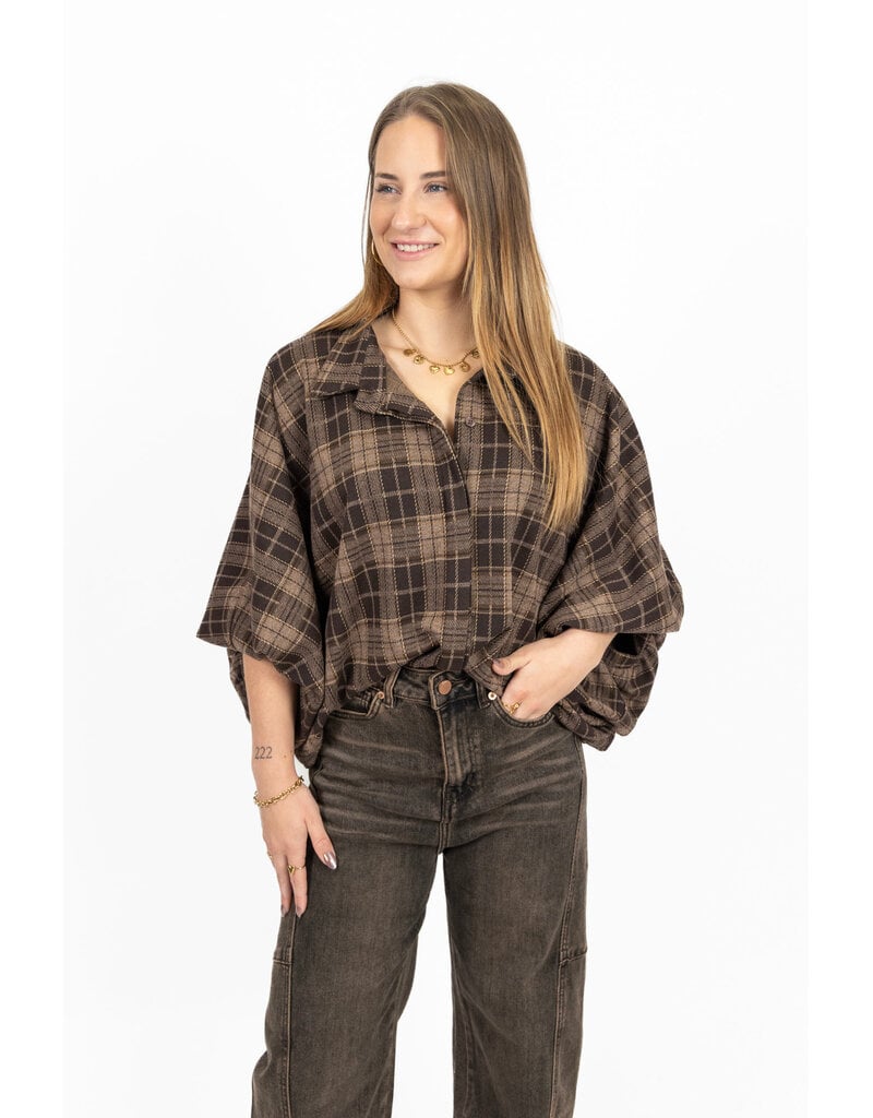 21Jewelz Geruite blouse - bruin
