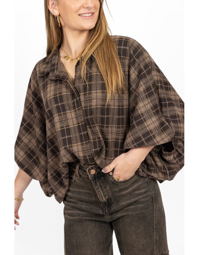 21Jewelz Geruite blouse - bruin