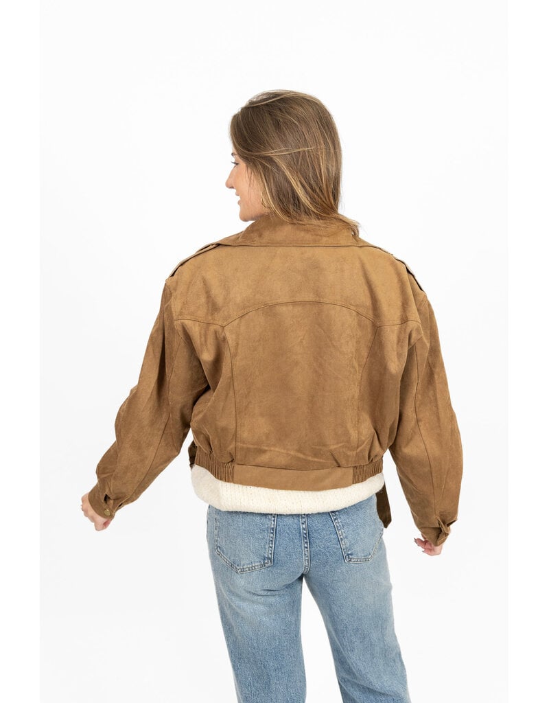 21Jewelz Suede look biker jasje - camel