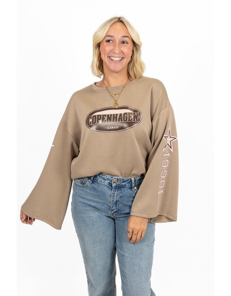 21Jewelz Oversized longsleeve met strerren - taupe