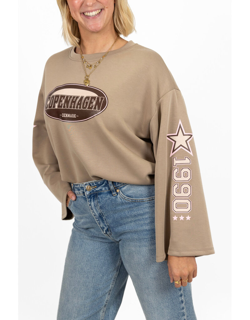 21Jewelz Oversized longsleeve met strerren - taupe