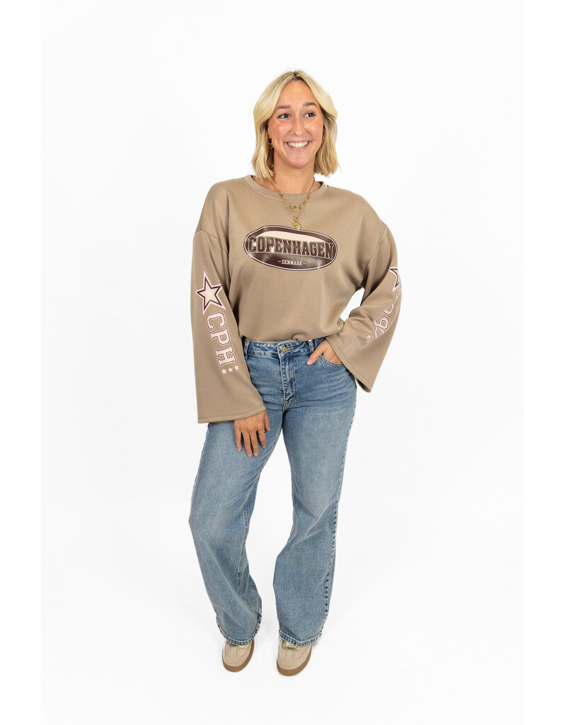 21Jewelz Oversized longsleeve met strerren - taupe