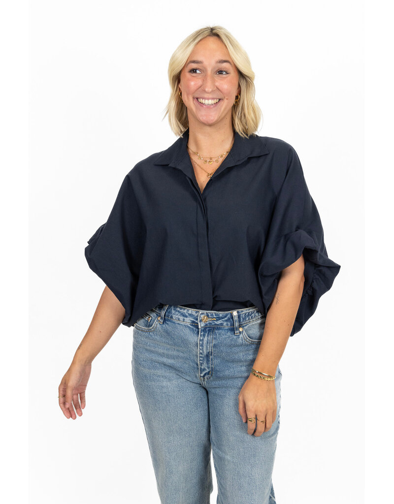 21Jewelz Blauwe oversized blouse in travelstof | 21Jewelz
