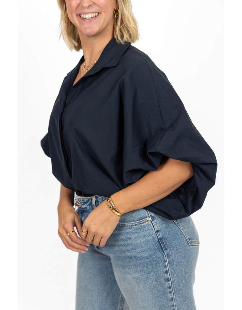 21Jewelz Blauwe oversized blouse in travelstof | 21Jewelz