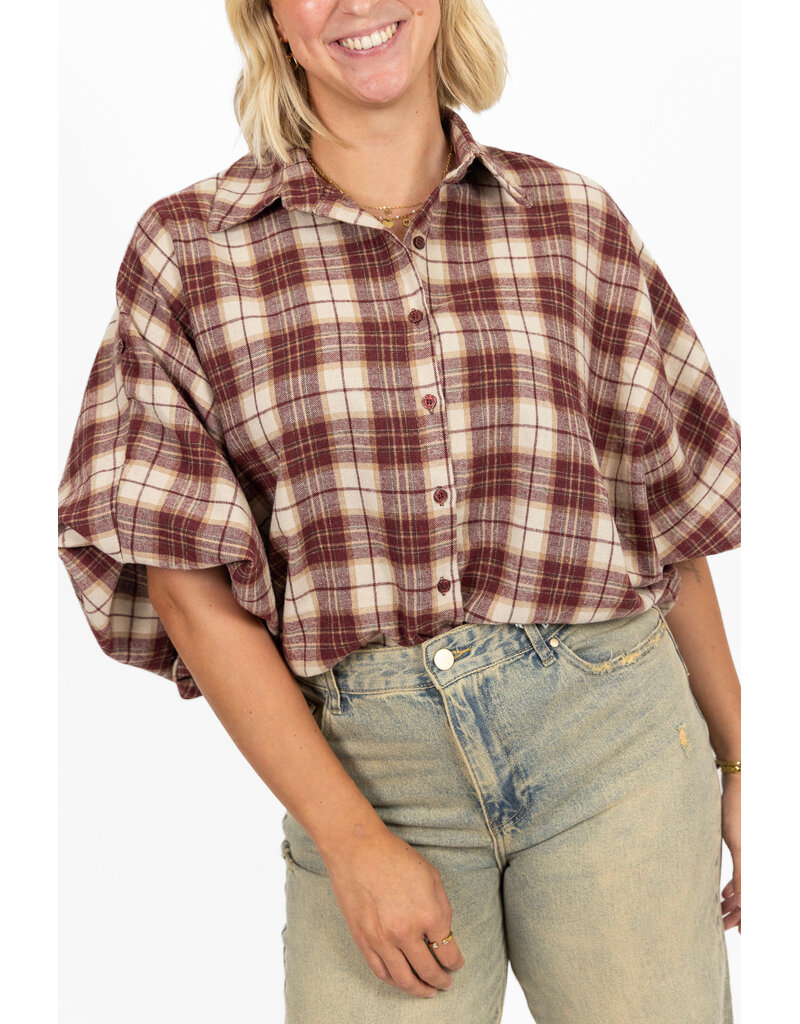 21Jewelz Geruite blouse - beige/bordeaux