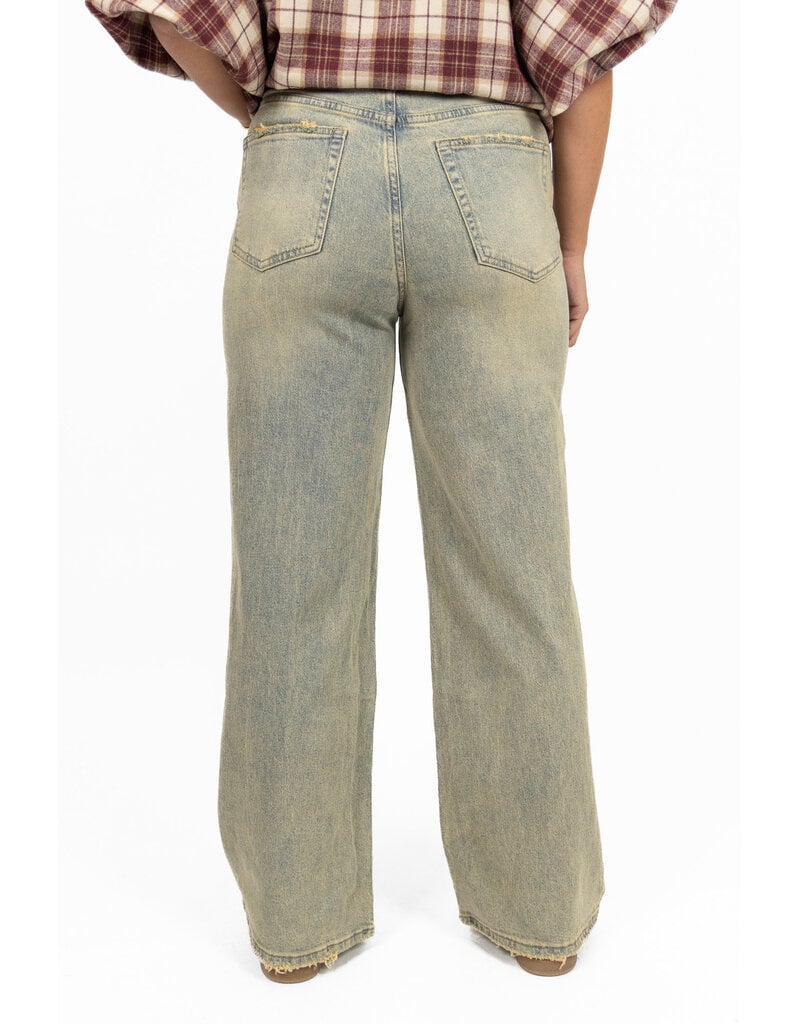 Queen Hearts Destroyed wide leg jeans - washed blue