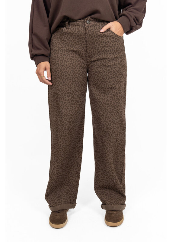 Laulia Barrel jeans met panterprint