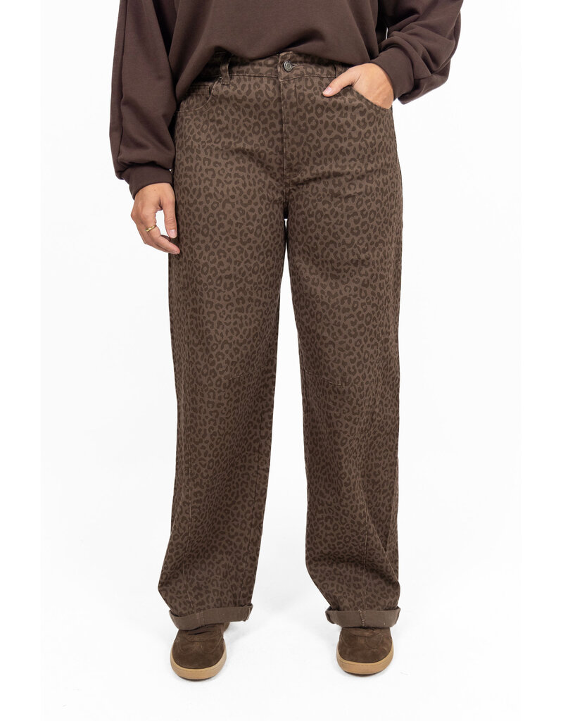 Laulia Barrel jeans met panterprint