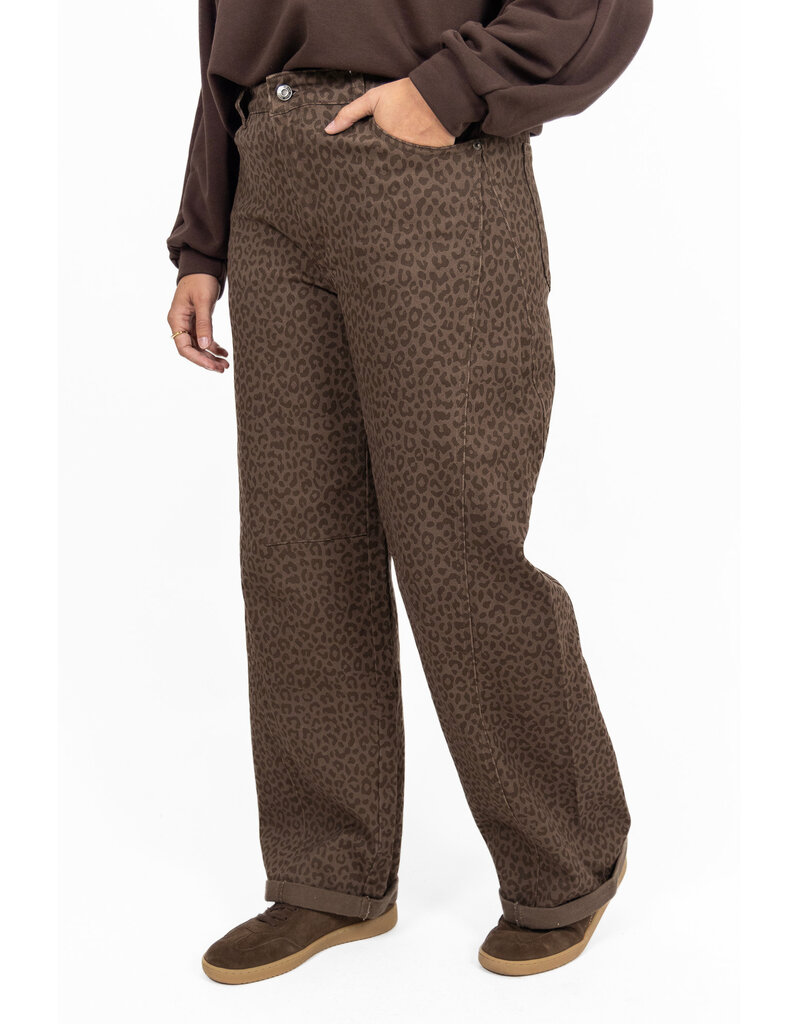 Laulia Barrel jeans met panterprint