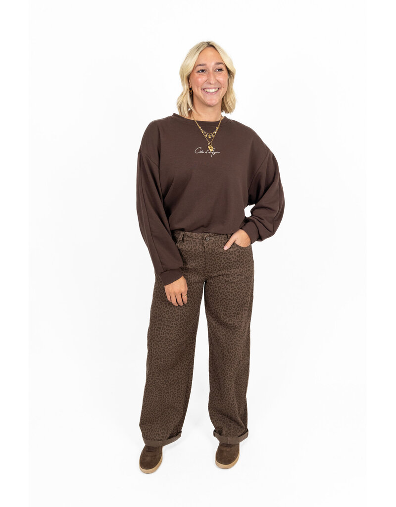 Laulia Barrel jeans met panterprint