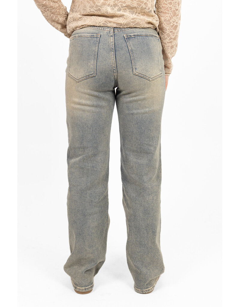 Redefined Wide leg jeans met lichte wassing - blauw