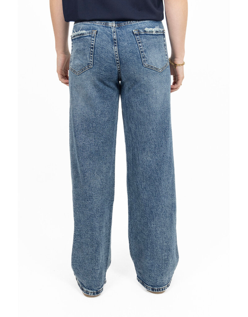 Queen Hearts Jeans met destroyed details - donkerblauw