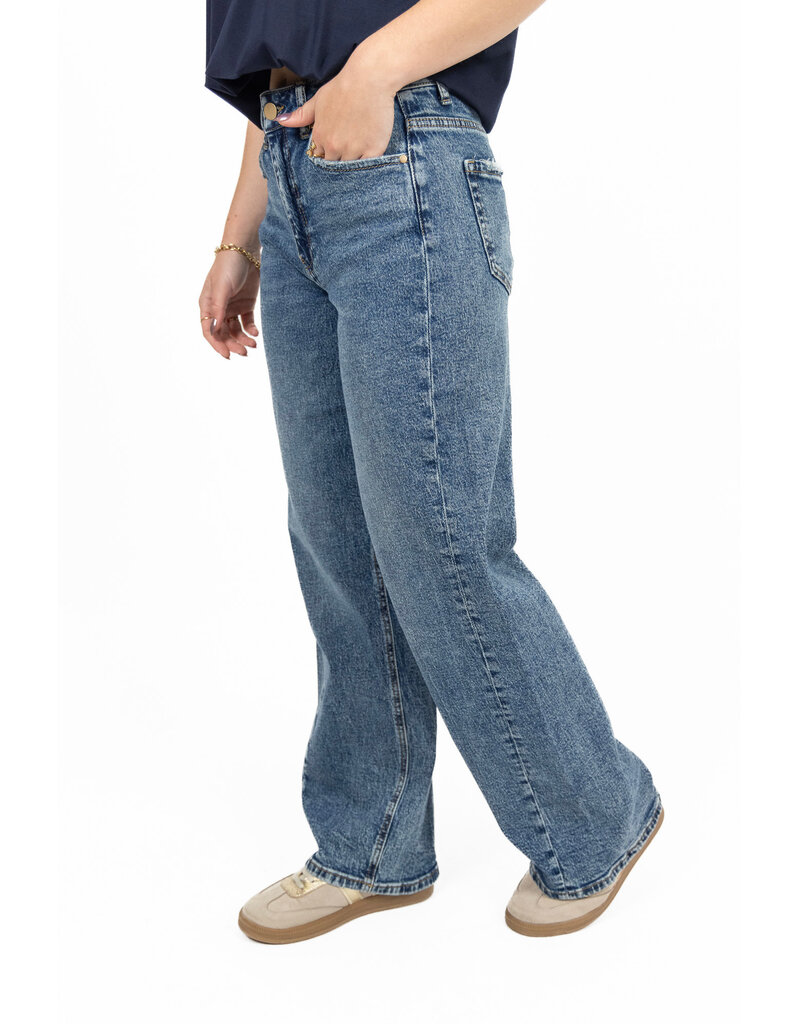 Queen Hearts Jeans met destroyed details - donkerblauw