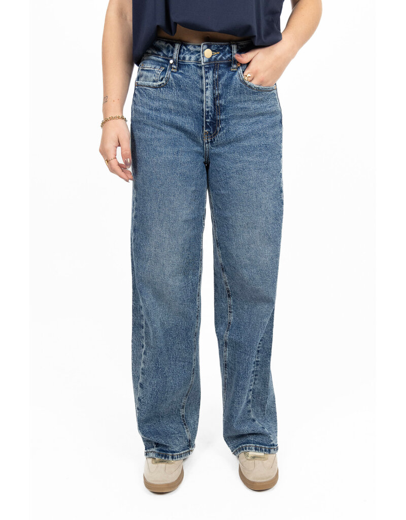 Queen Hearts Jeans met destroyed details - donkerblauw