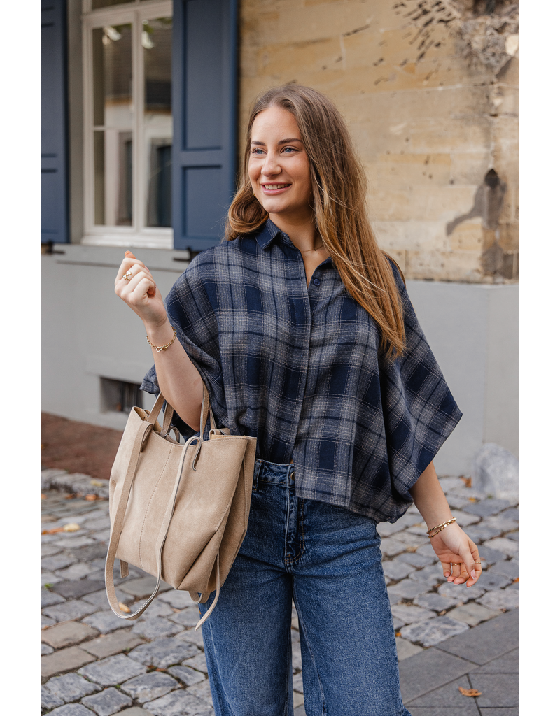 21Jewelz Geruite blouse met kraag - donkerblauw