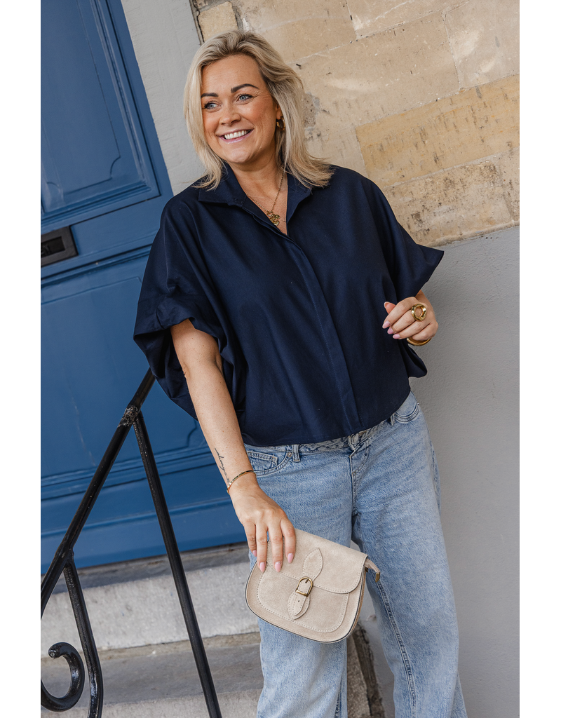 21Jewelz Blauwe oversized blouse in travelstof | 21Jewelz