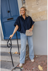 21Jewelz Blauwe oversized blouse in travelstof | 21Jewelz