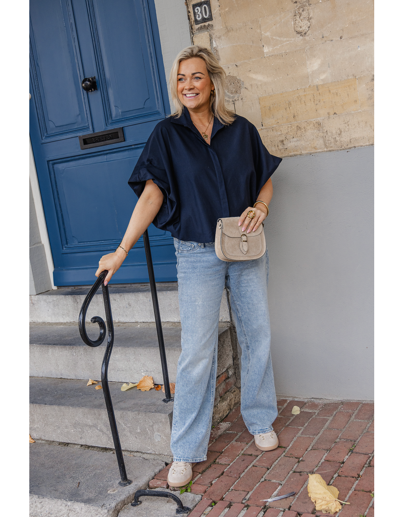 21Jewelz Blauwe oversized blouse in travelstof | 21Jewelz