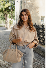 21Jewelz Suede-look jasje met gouden knoopjes - beige