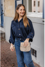 21Jewelz Suede-look jasje met gouden knoopjes - blauw