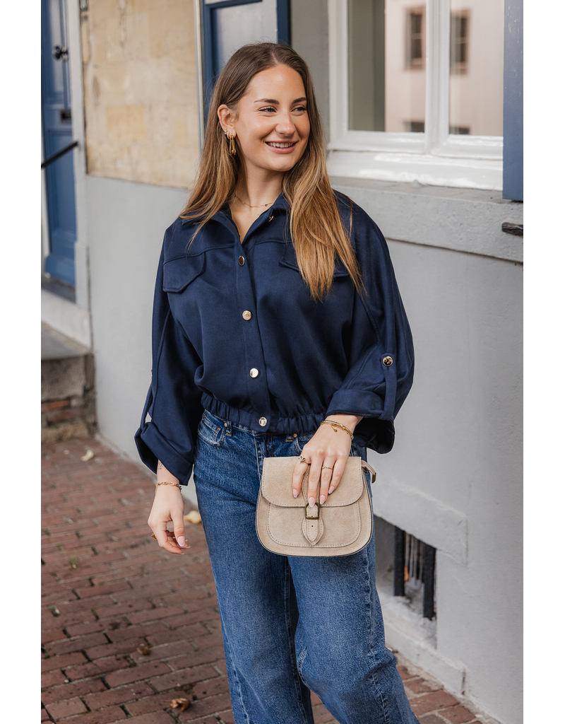 21Jewelz Suede-look jasje met gouden knoopjes - blauw