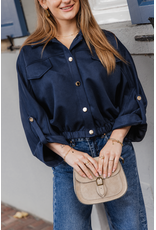 21Jewelz Suede-look jasje met gouden knoopjes - blauw