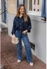 21Jewelz Suede-look jasje met gouden knoopjes - blauw