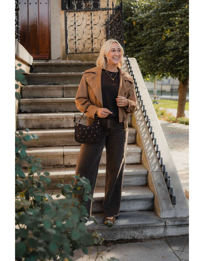 21Jewelz Suede look biker jasje - camel
