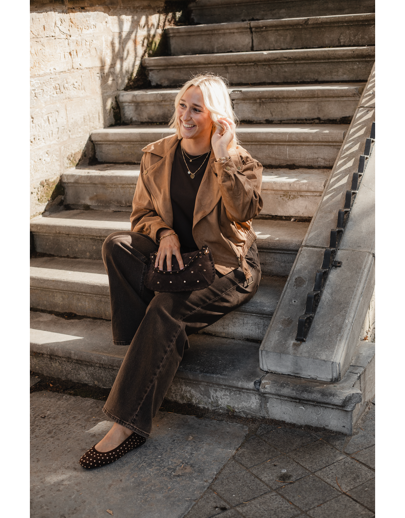 21Jewelz Suede look biker jasje - camel
