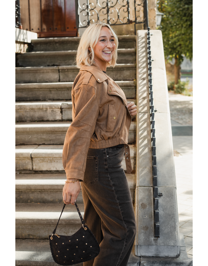 21Jewelz Suede look biker jasje - camel