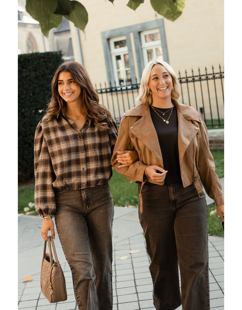 21Jewelz Suede look biker jasje - camel