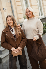 21Jewelz Suede look biker jasje - bruin