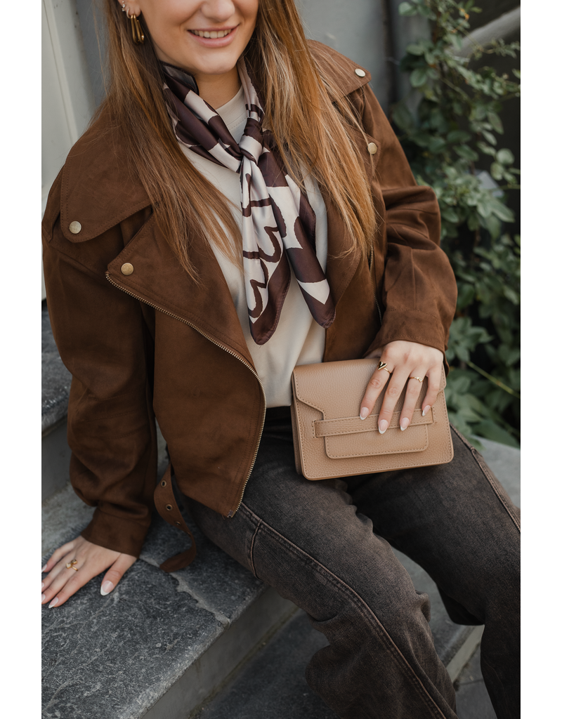 21Jewelz Suede look biker jasje - bruin