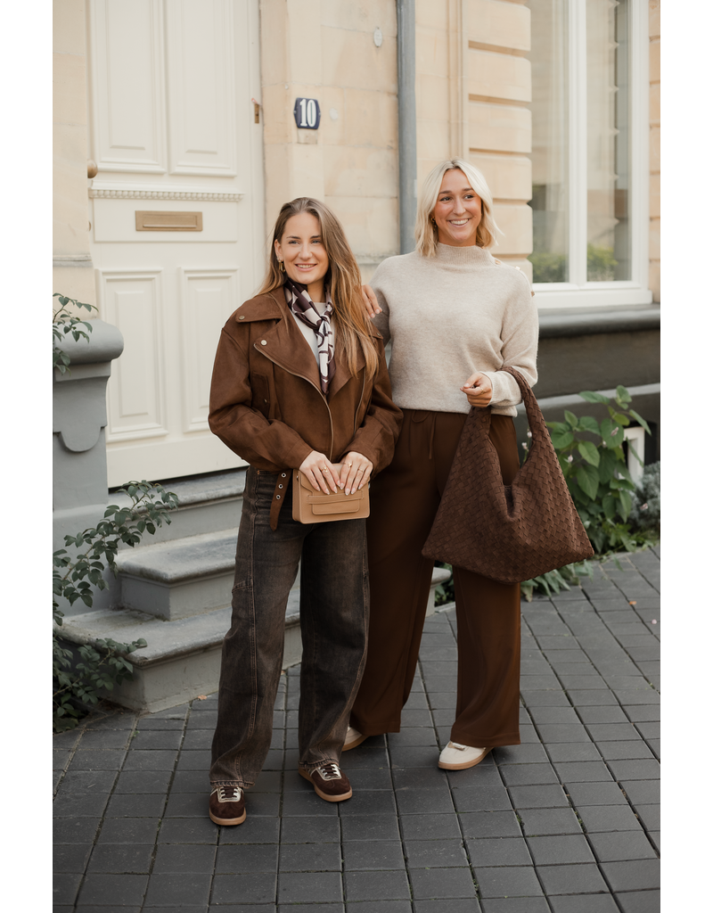 21Jewelz Suede look biker jasje - bruin