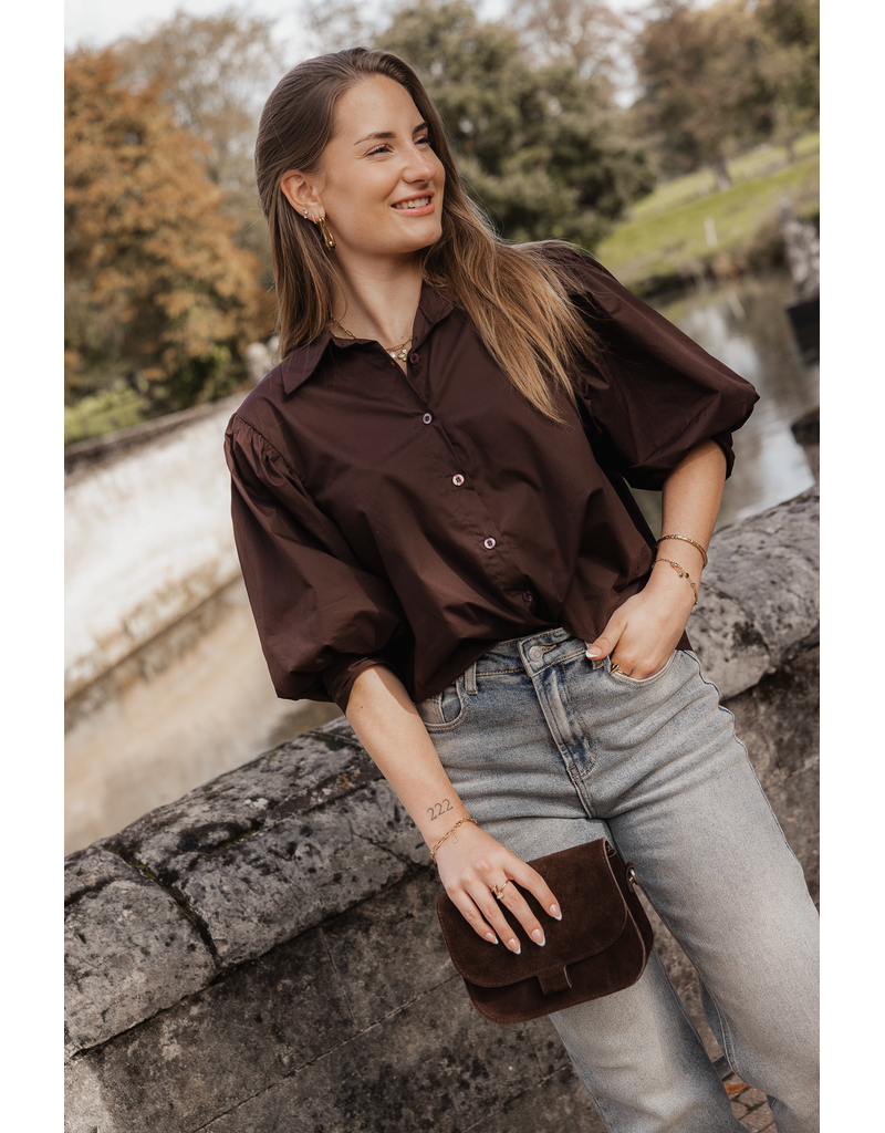 21Jewelz Basic blousje met pofmouw - bruin