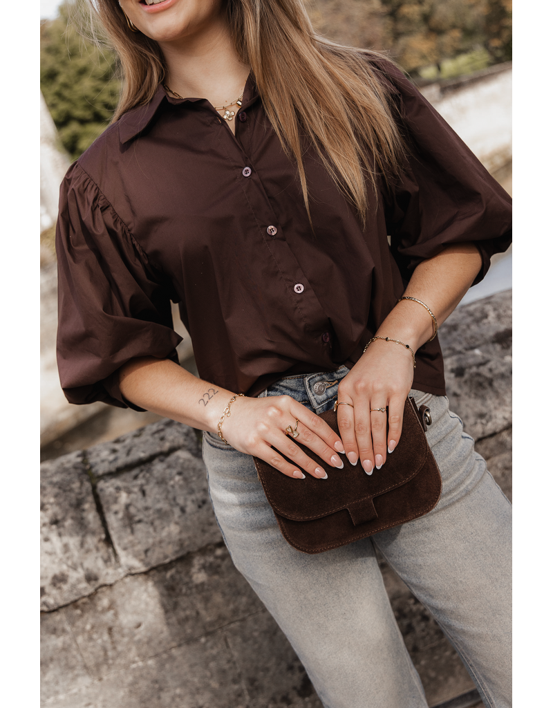 21Jewelz Basic blousje met pofmouw - bruin