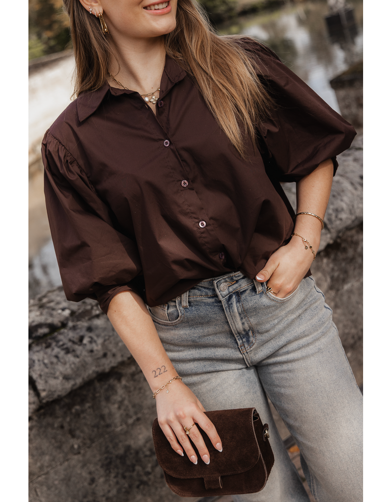 21Jewelz Basic blousje met pofmouw - bruin