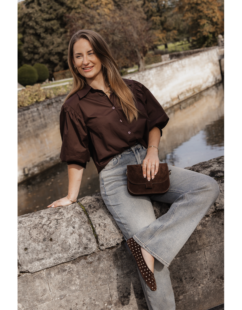 21Jewelz Basic blousje met pofmouw - bruin