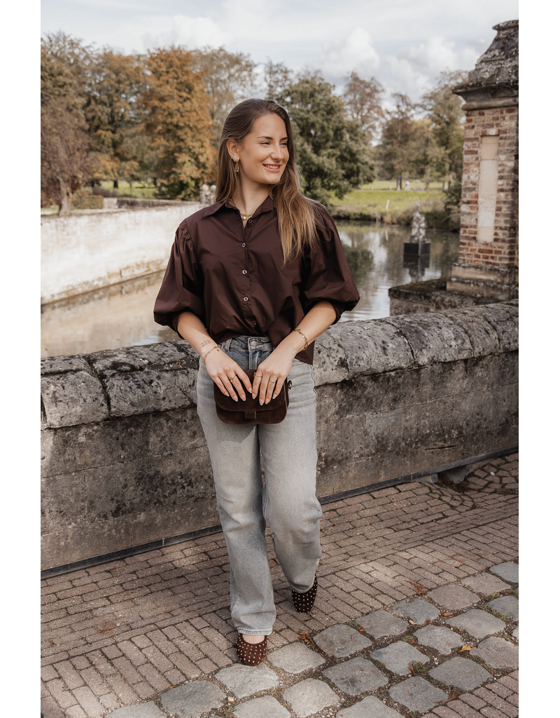 21Jewelz Basic blousje met pofmouw - bruin
