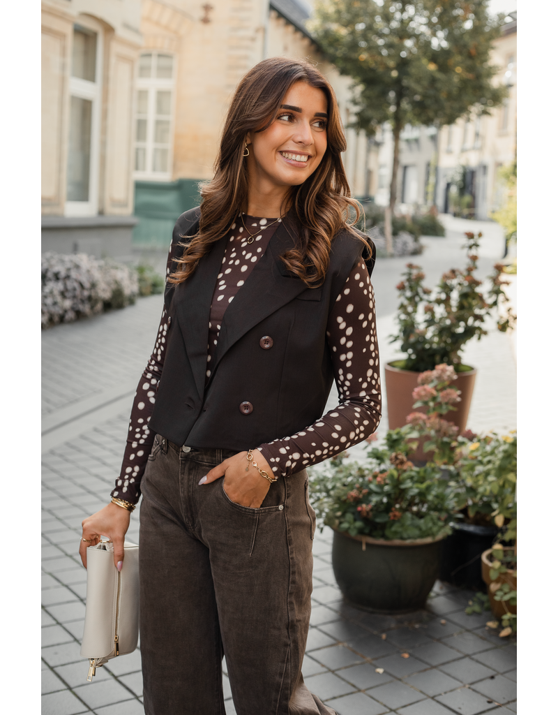 Azzurro Gilet met knopen - donkerbruin