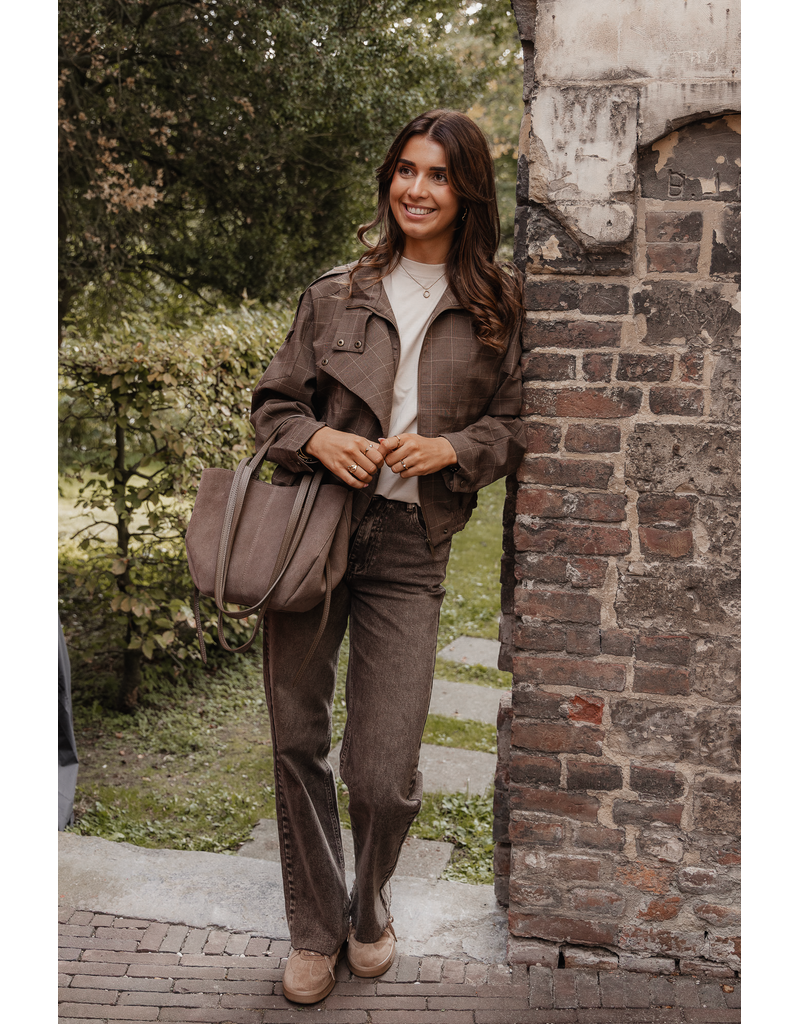 21Jewelz Geruit jasje - taupe