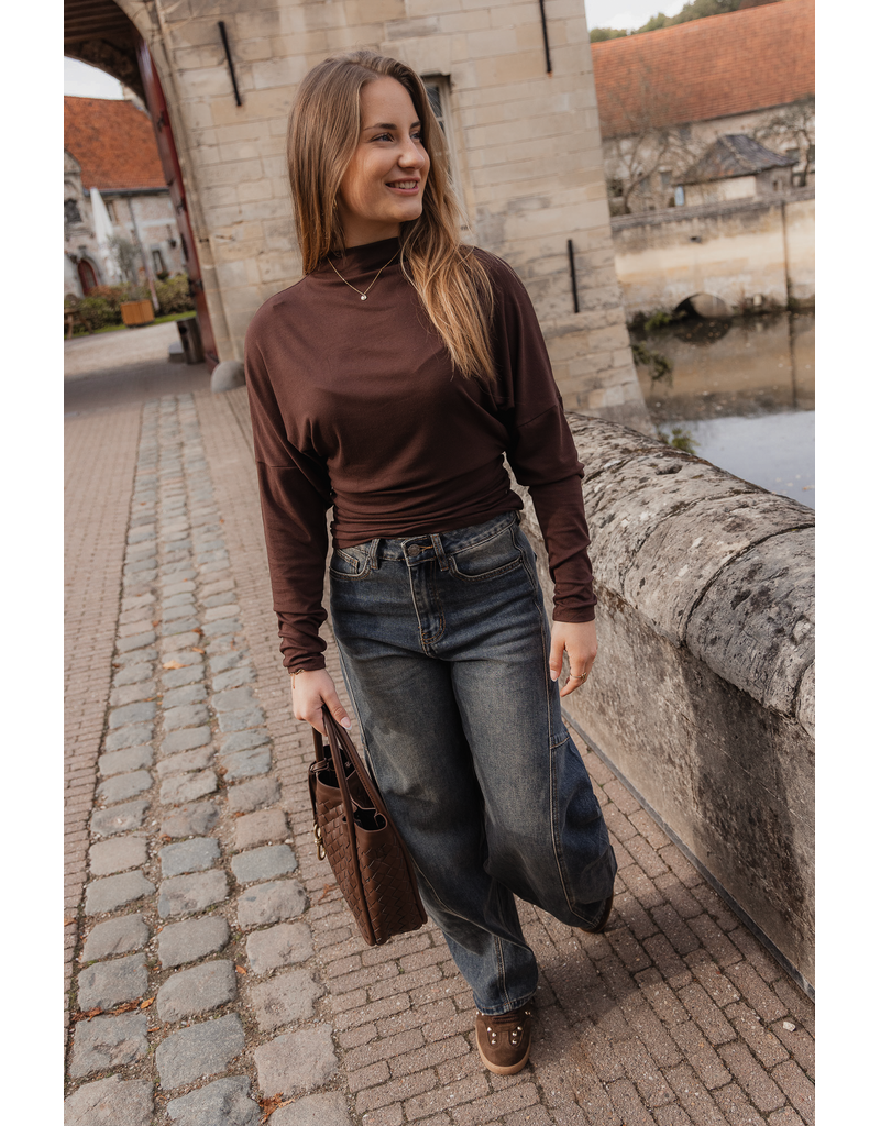 21Jewelz Aansluitende longsleeve met hoge hals - bruin