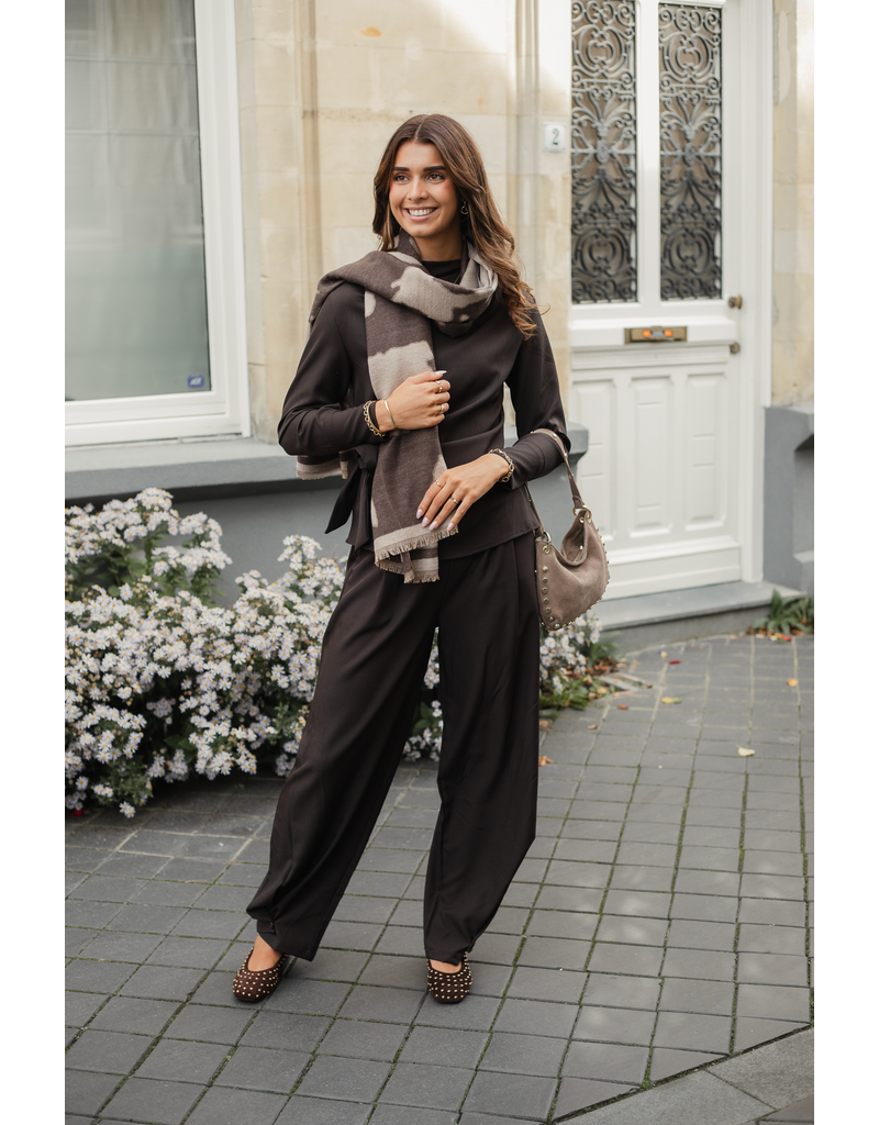 Azzurro Pantalon met knoop - donkerbruin