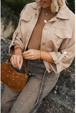 21Jewelz Suede-look jasje met gouden knoopjes - beige