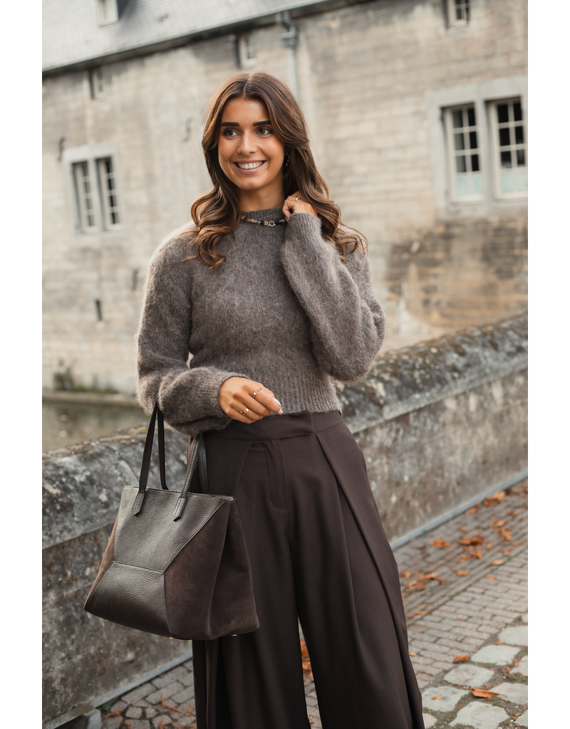 21Jewelz Wollige aansluitende trui - taupe
