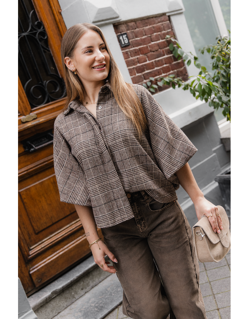 21Jewelz Geruite blouse met kraag - bruin/beige
